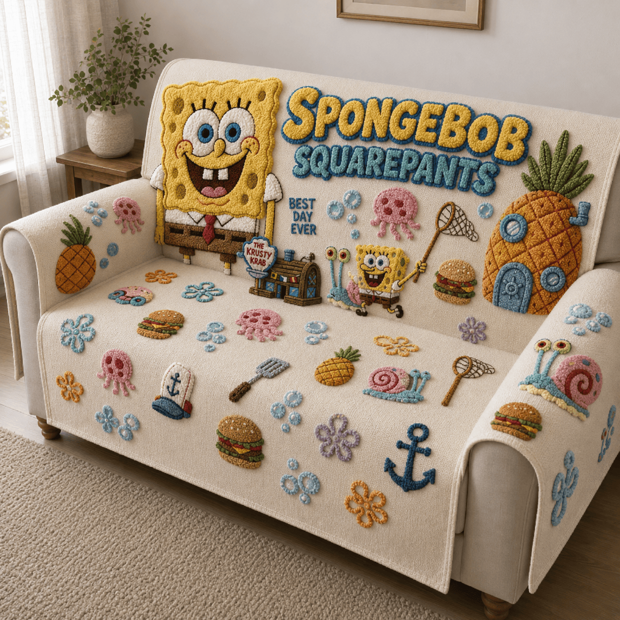 SBSP Tufted Sofa Cover & Pillow Set DNBN