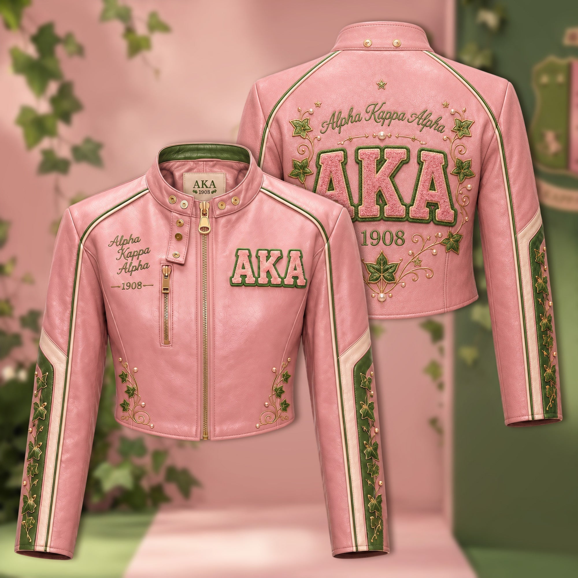 Premium AKA Cropped Leather Zipper Jacket TNSM