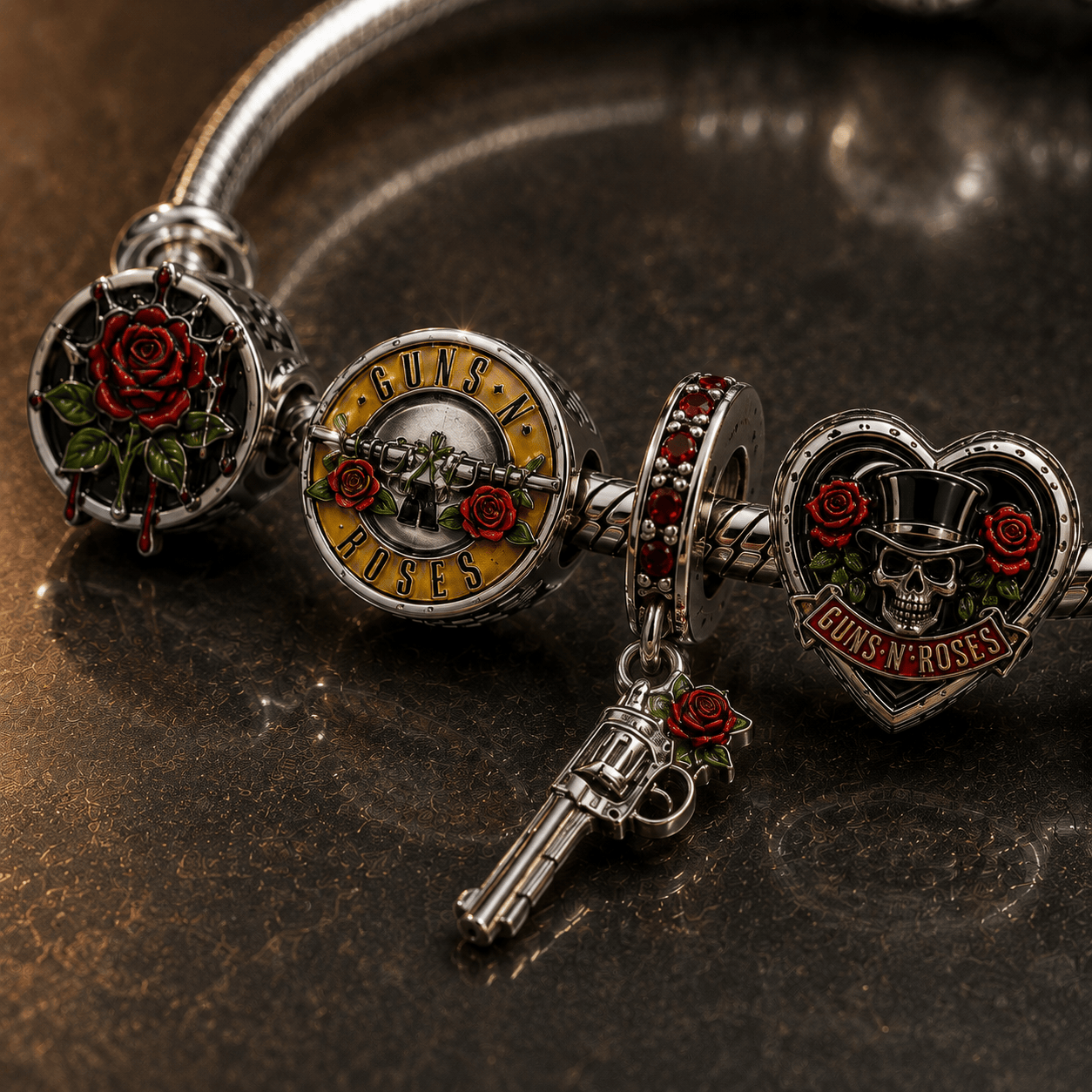 GNR Silver Charm Bracelet Set BMD