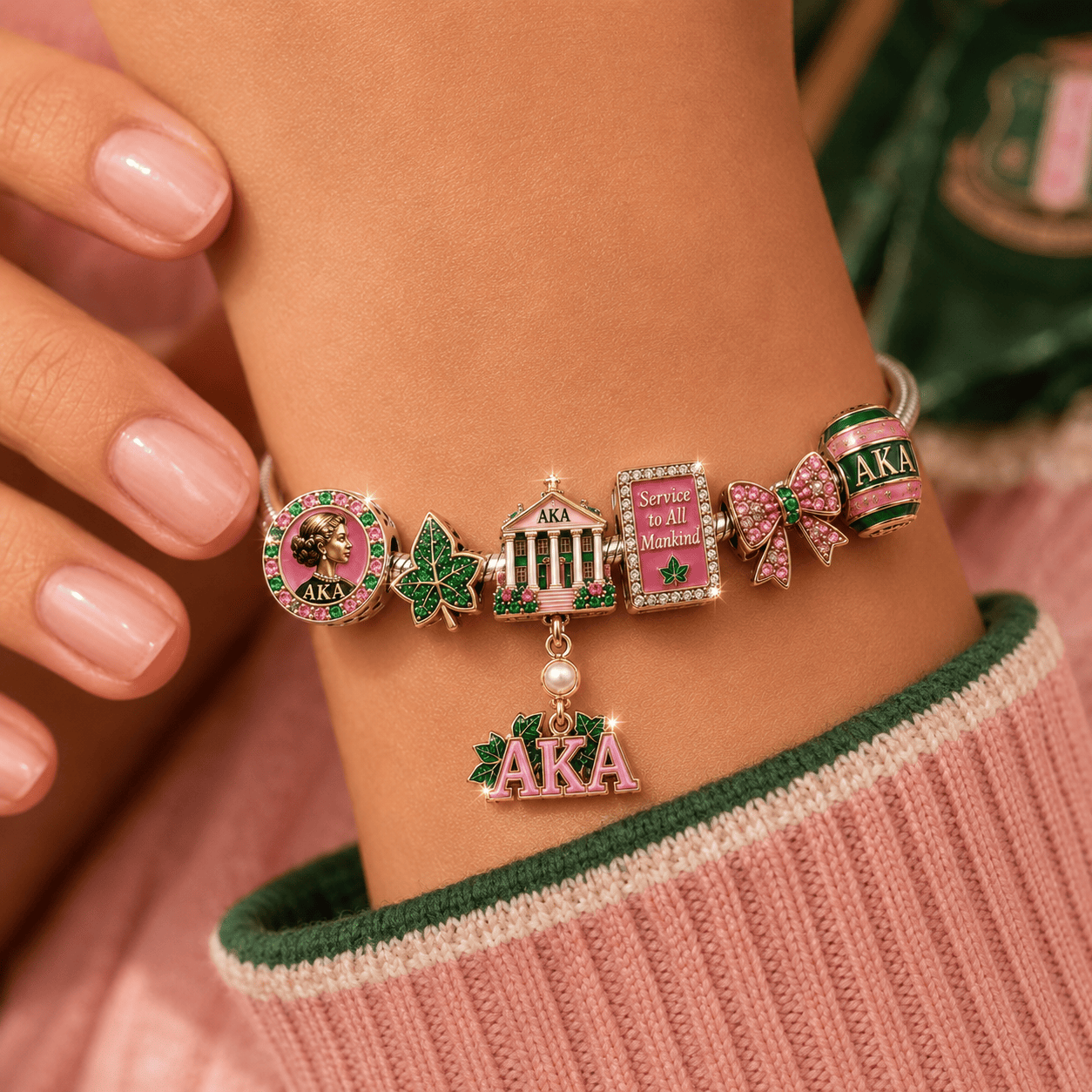 AKA Sliver Charm Bracelet Set NHVH