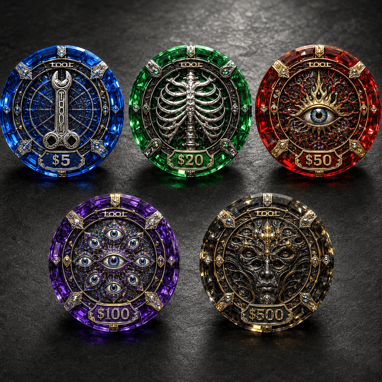 Premium TOOL Collectible Poker Tokens Set LNTH