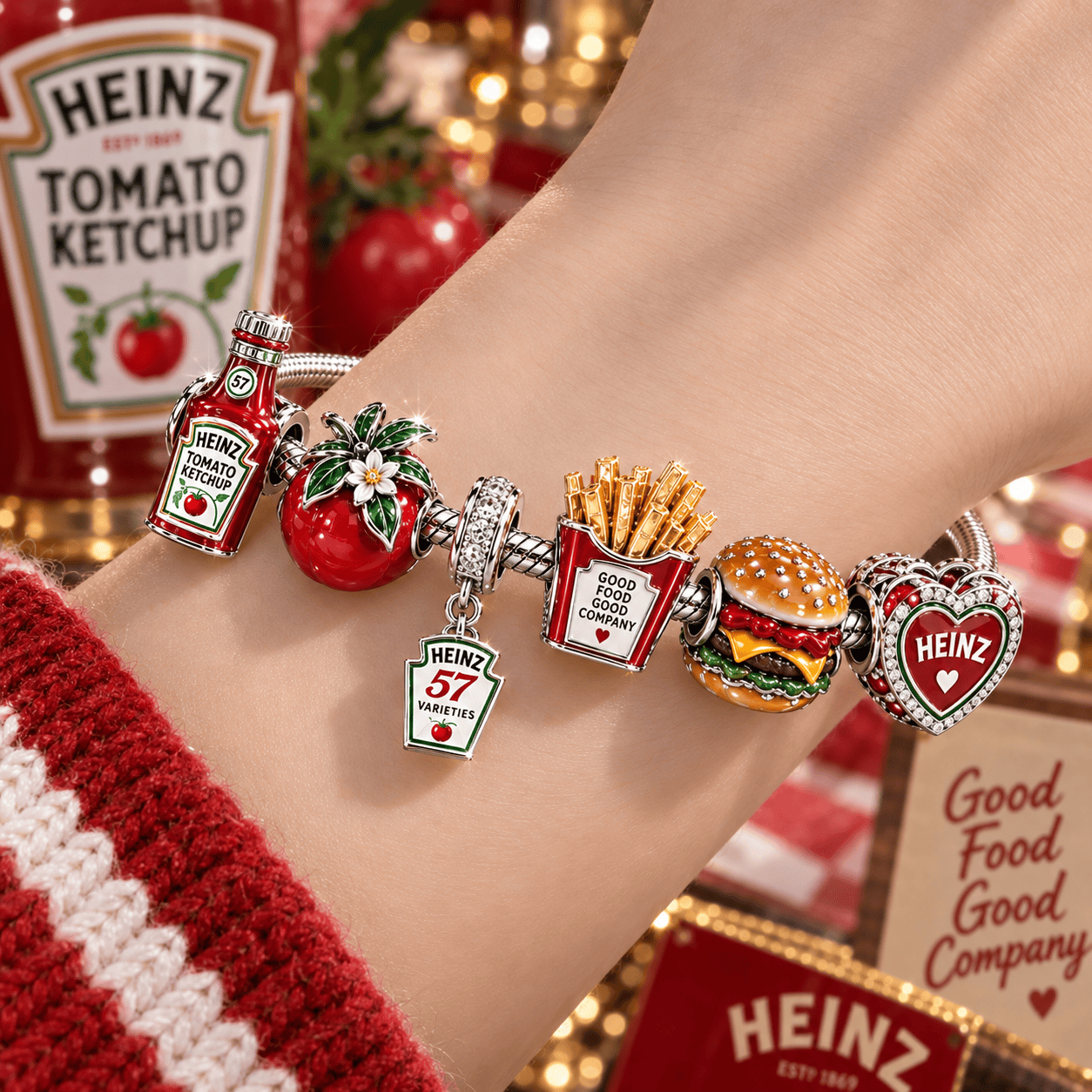 HZT Silver Charm Bracelet Set NTTB
