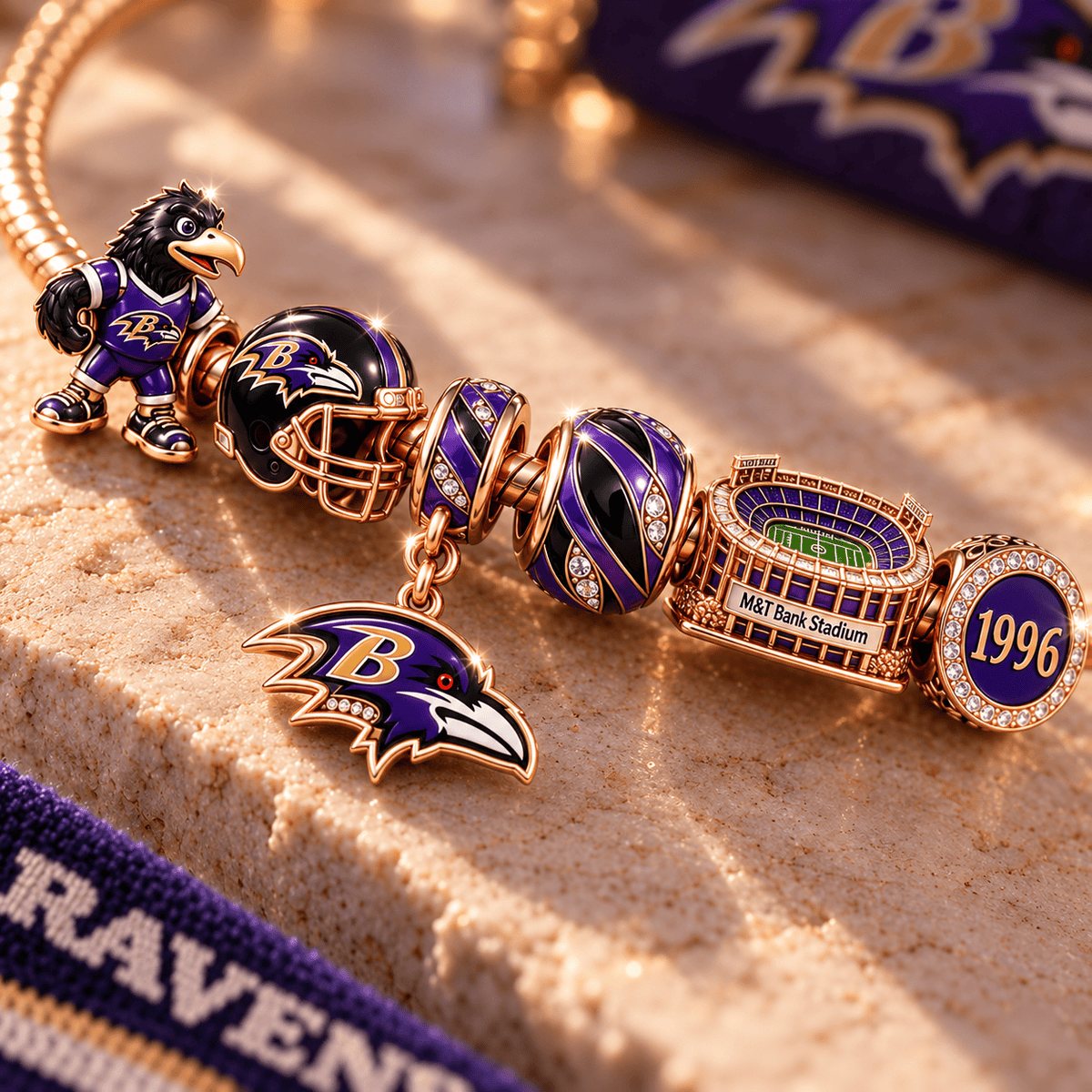 BTR Gold Charm Bracelet Set NHVH