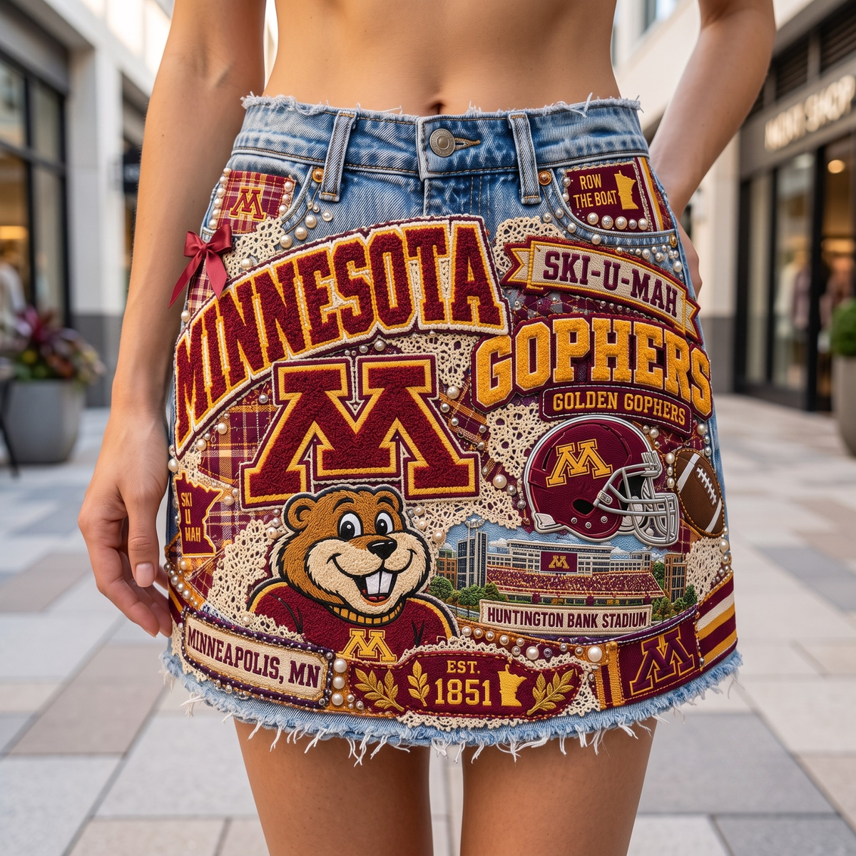 MGG Embellished Denim Skirt NTKO