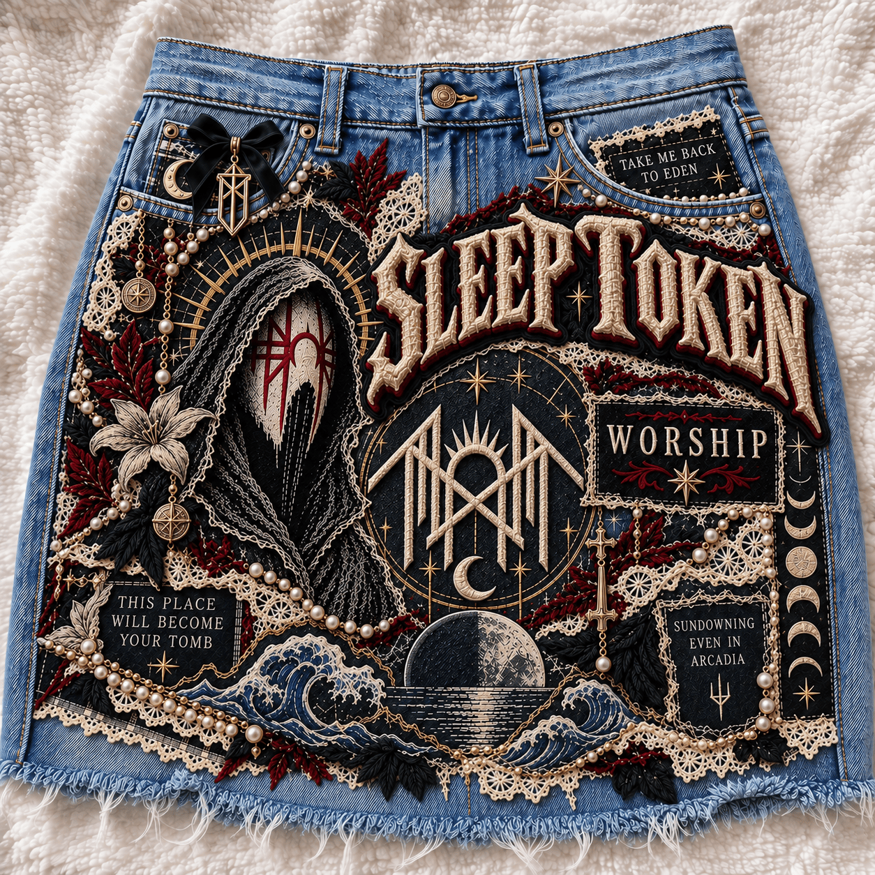 SLTK Embellished Denim Skirt DNBN