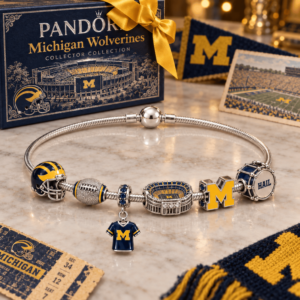 MWR Silver Charm Bracelet Set PTKL