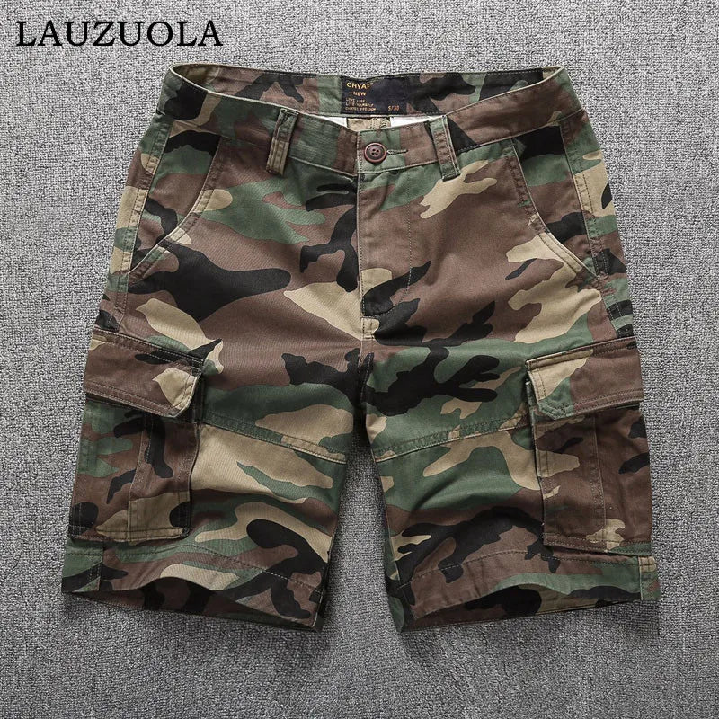 Retro Camouflage Multi-Pocket Cargo Shorts Mens 2026 Fashion Summer Streetwear Casual Daily Utility Workwear Shorts Pants Man