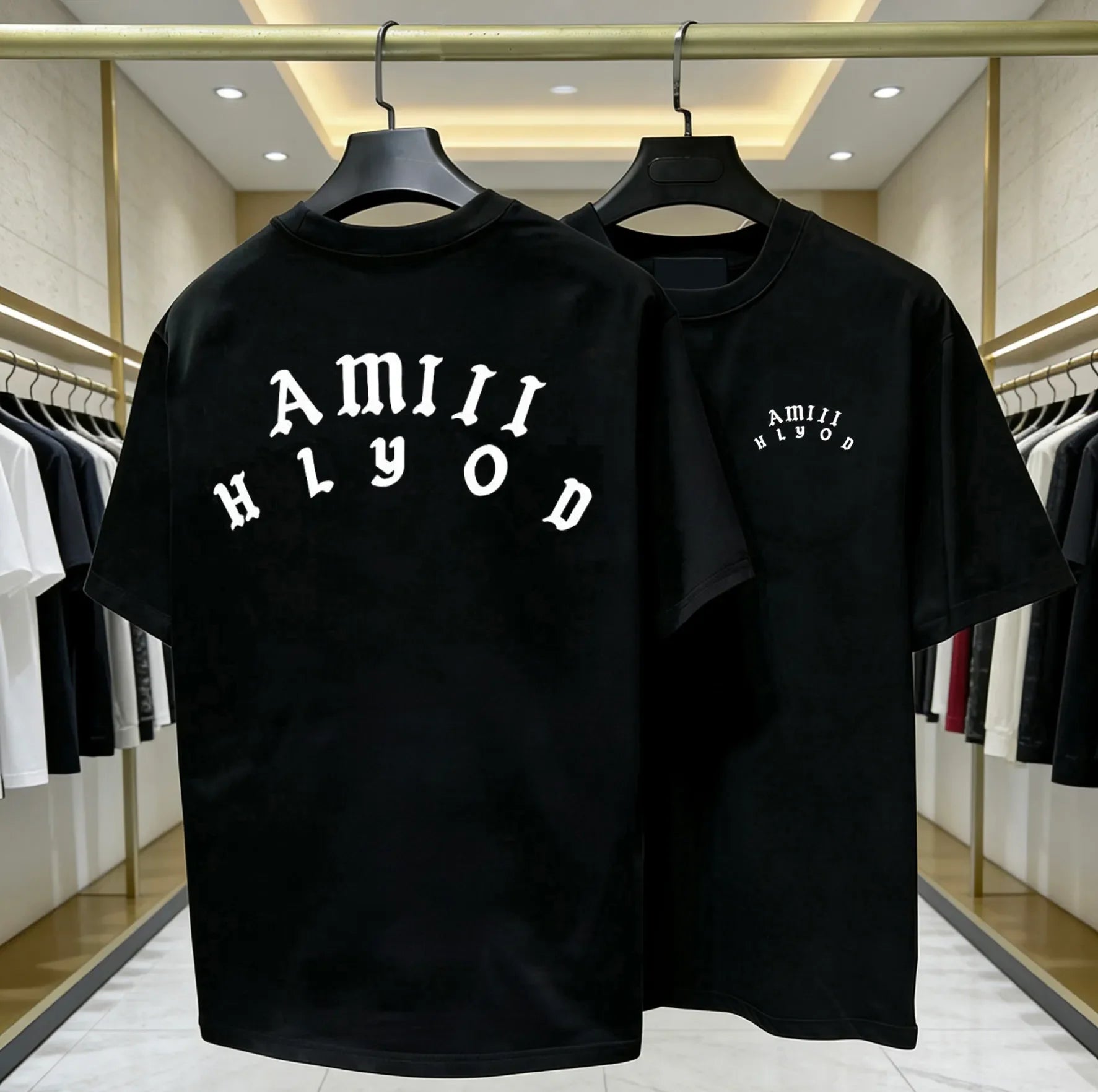 Men's Design Sportswear, Fashionable With Letter Patterns, Short-Sleeved Couple's Style T-Shirt Suitable For Street Wear