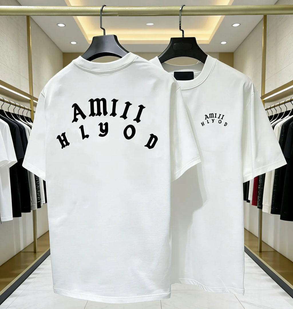 Men's Design Sportswear, Fashionable With Letter Patterns, Short-Sleeved Couple's Style T-Shirt Suitable For Street Wear